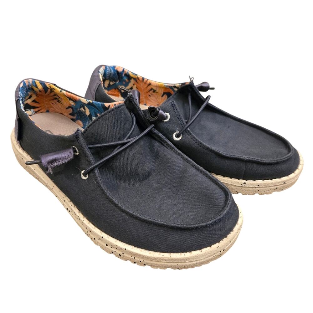 Hey Dude Women's Wendy Stretch Canvas Shoes Navy White Size 6